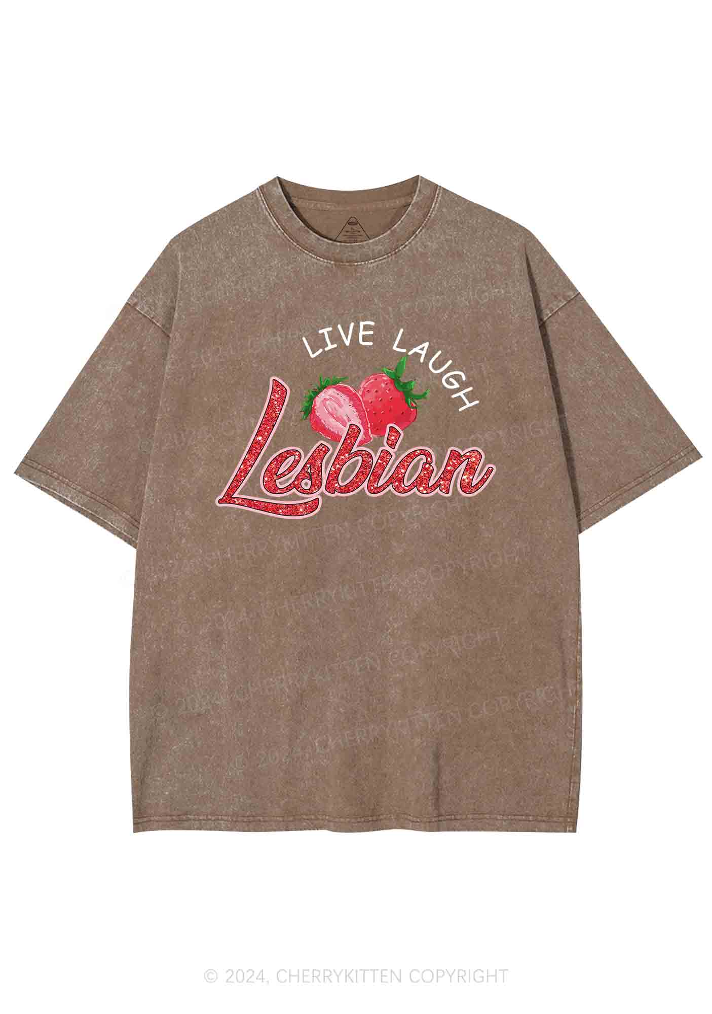 Live Laugh Lesbian Y2K Washed Tee Cherrykitten