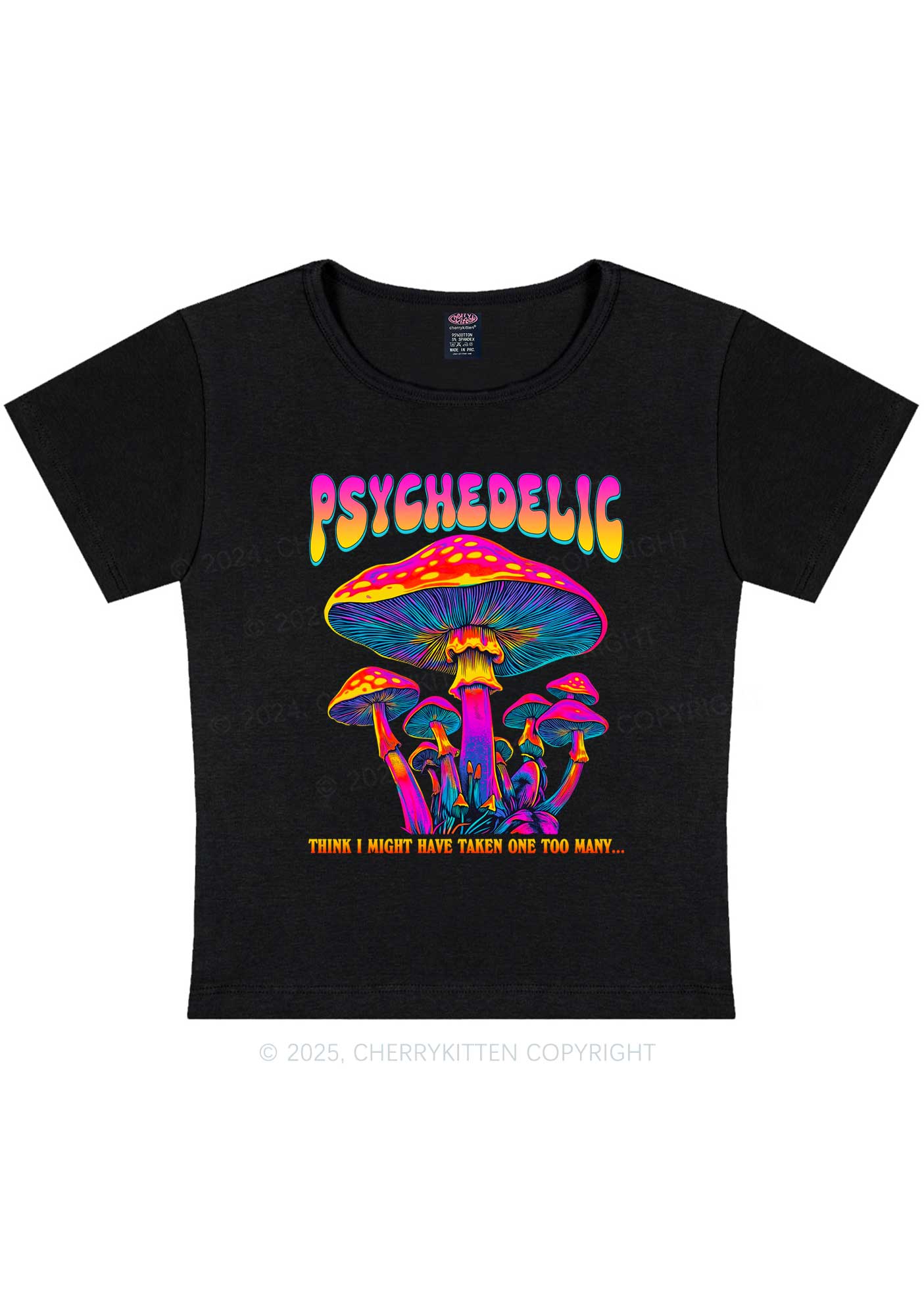 Psychedelic Mushroom Y2K Baby Tee Cherrykitten