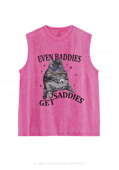 Even Baddies Get Saddies Y2K Washed Tank Cherrykitten