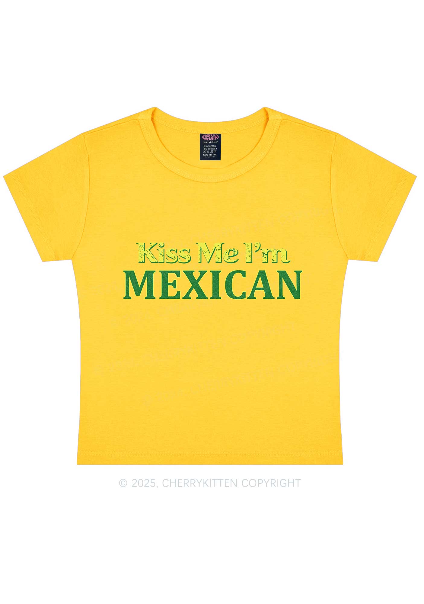 Kiss Me Im Mexican St Patricks Y2K Baby Tee Cherrykitten