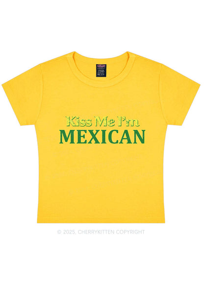 Kiss Me Im Mexican St Patricks Y2K Baby Tee Cherrykitten