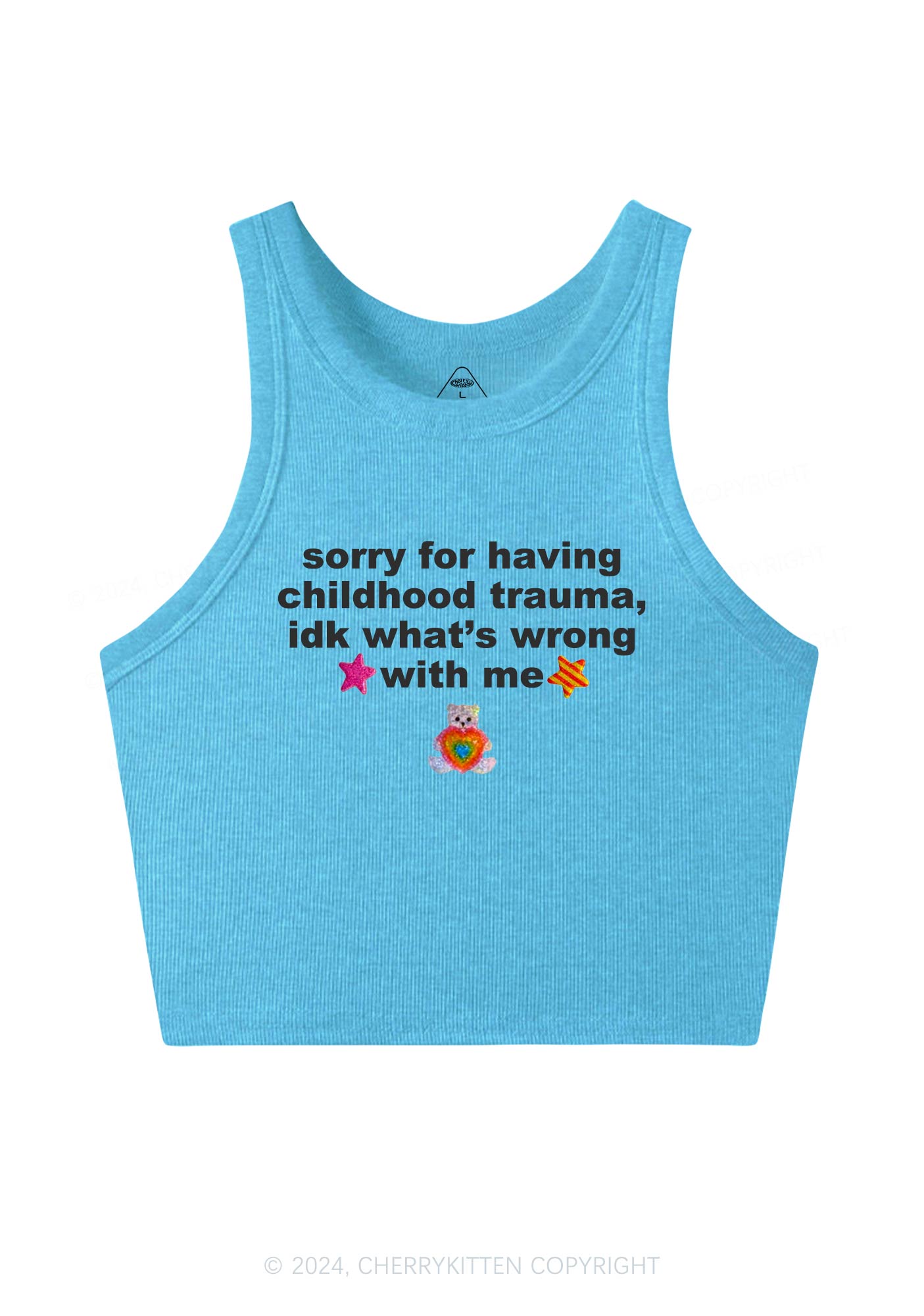 Sorry For Having Childhood Trauma Y2K Crop Tank Top Cherrykitten