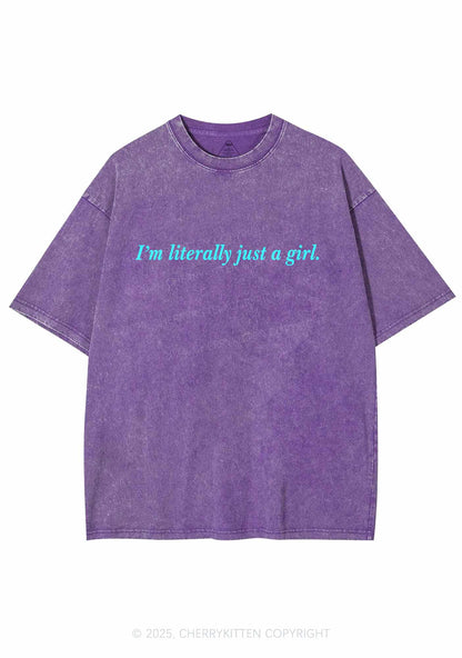 Literally Just A Girl Y2K Washed Tee Cherrykitten