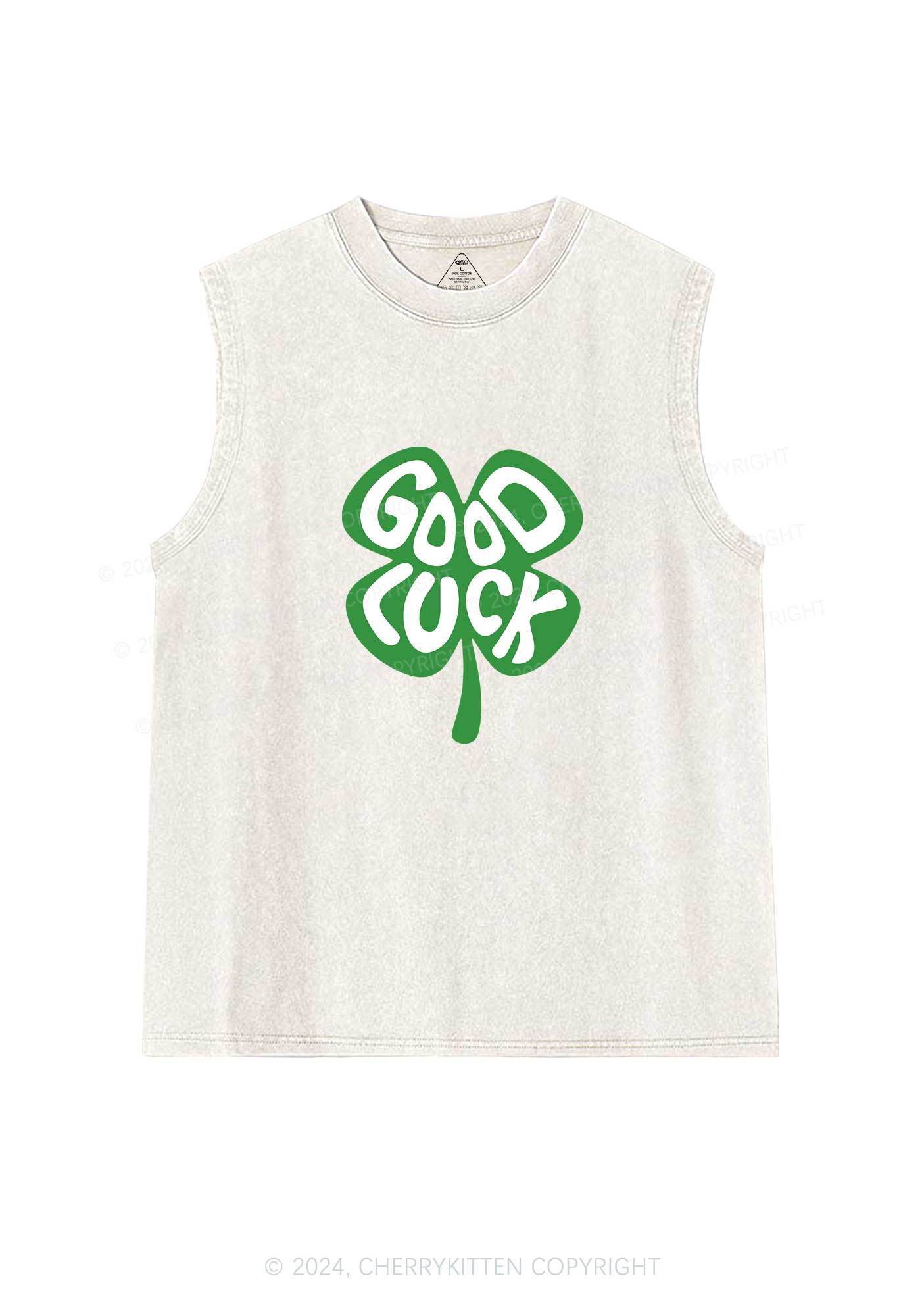 Good Luck St Patricks Y2K Washed Tank Cherrykitten