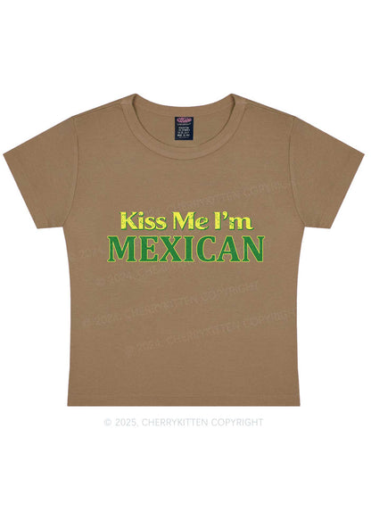 Kiss Me Im Mexican St Patricks Y2K Baby Tee Cherrykitten