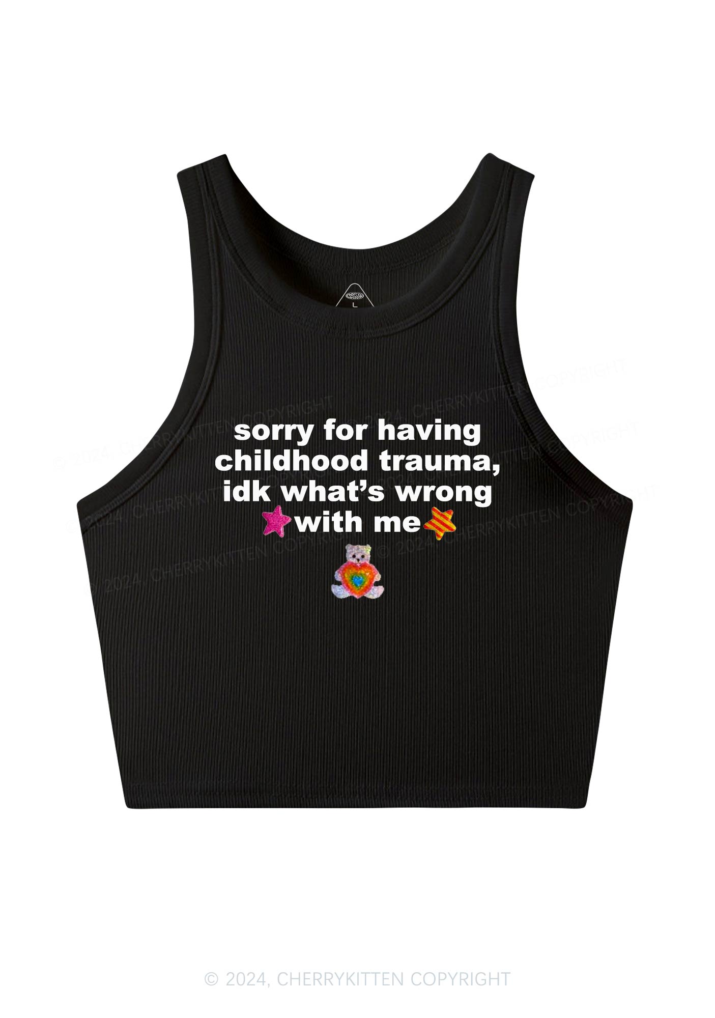 Sorry For Having Childhood Trauma Y2K Crop Tank Top Cherrykitten