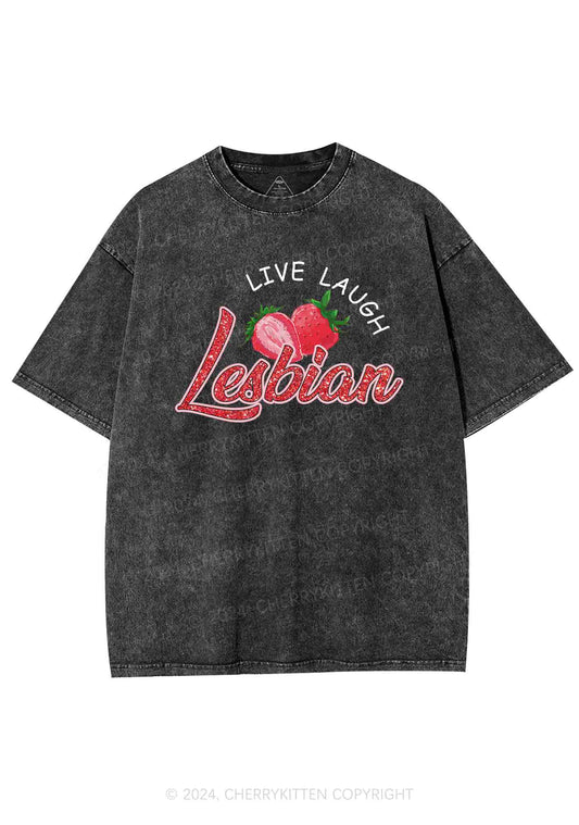 Live Laugh Lesbian Y2K Washed Tee Cherrykitten