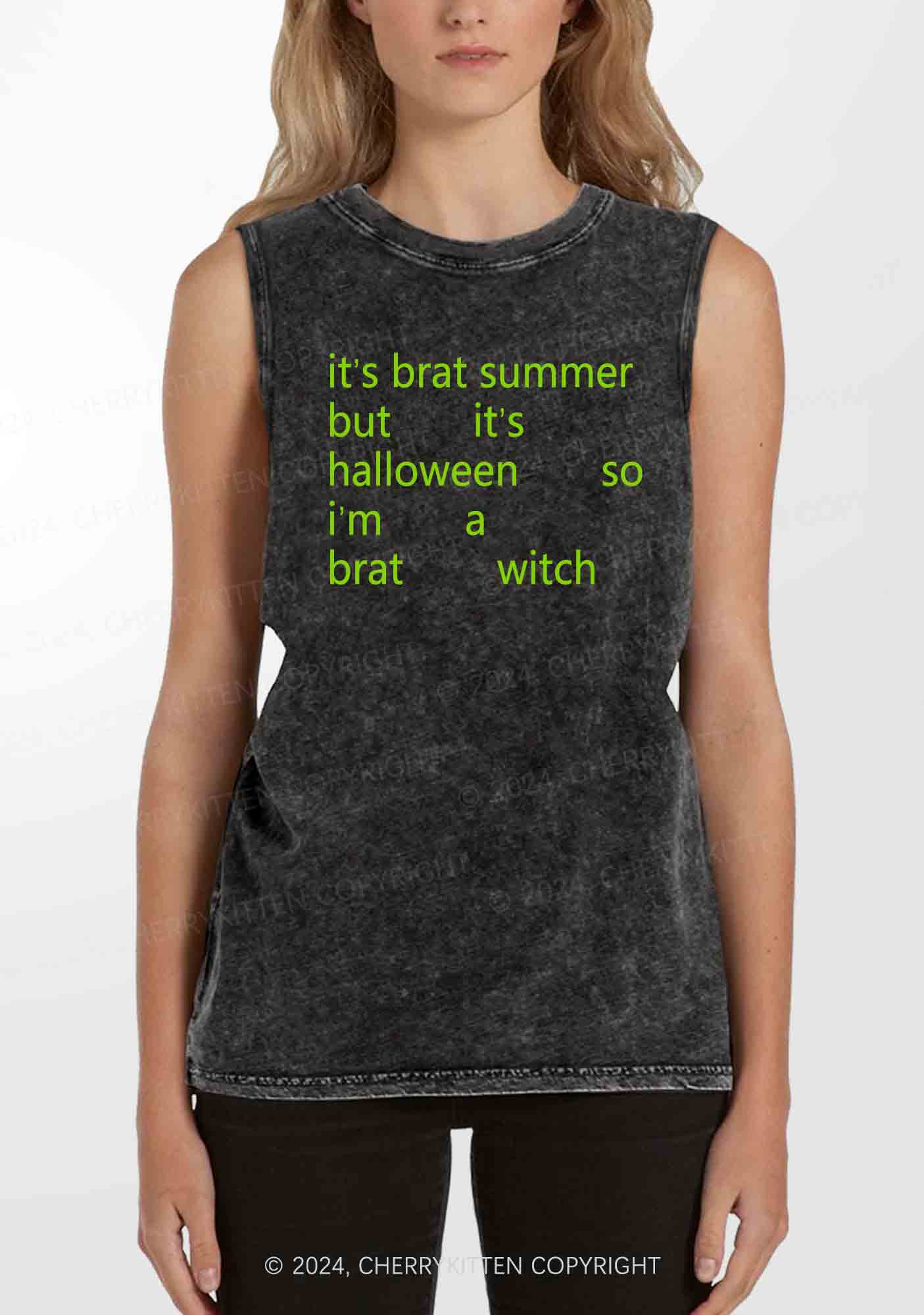 Halloween Brat Witch Y2K Washed Tank Cherrykitten