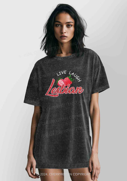 Live Laugh Lesbian Y2K Washed Tee Cherrykitten