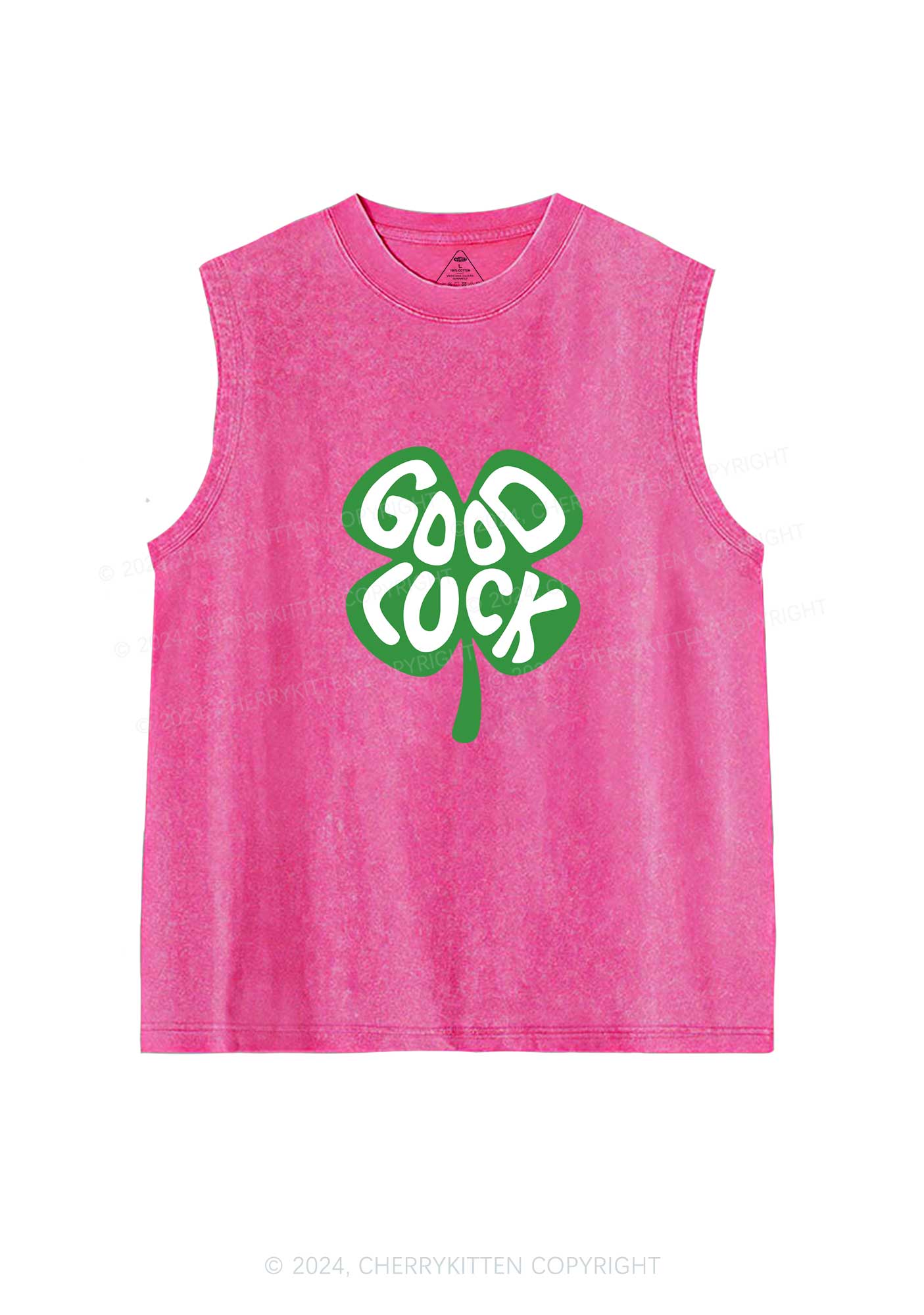 Good Luck St Patricks Y2K Washed Tank Cherrykitten