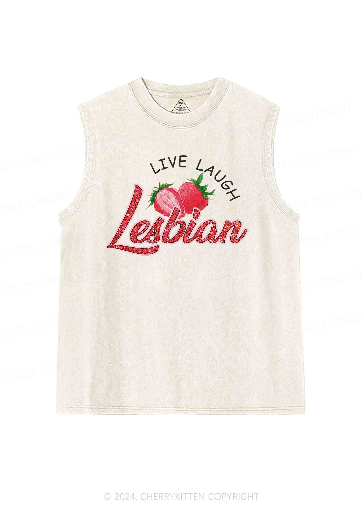 Live Laugh Lesbian Y2K Washed Tank Cherrykitten