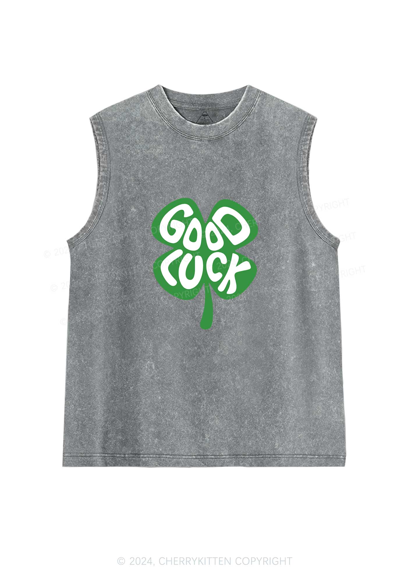 Good Luck St Patricks Y2K Washed Tank Cherrykitten