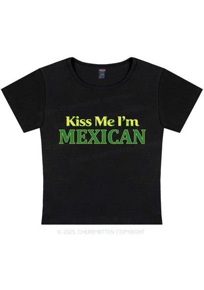 Kiss Me Im Mexican St Patricks Y2K Baby Tee Cherrykitten