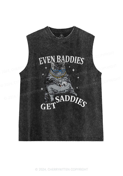 Even Baddies Get Saddies Y2K Washed Tank Cherrykitten