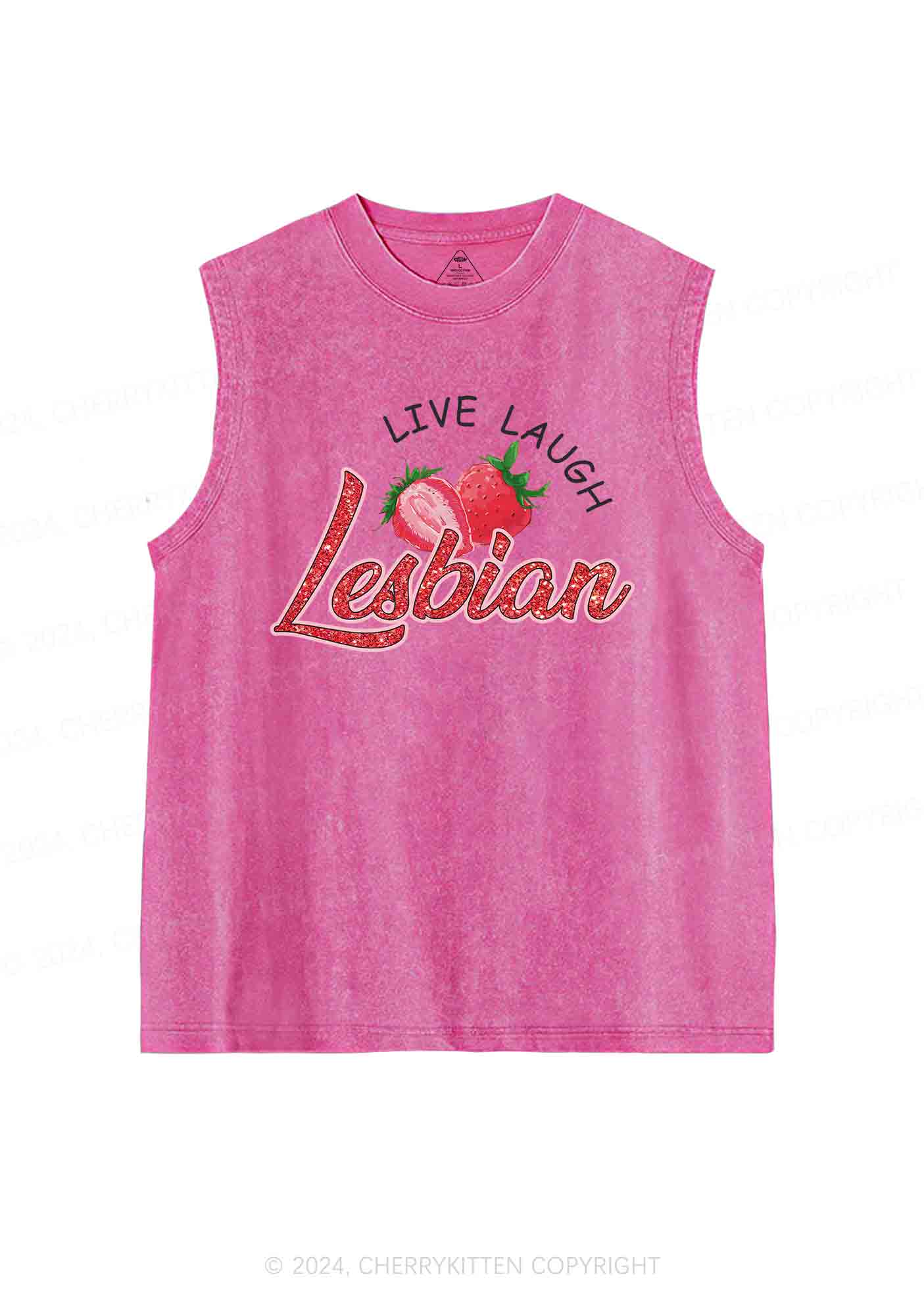 Live Laugh Lesbian Y2K Washed Tank Cherrykitten