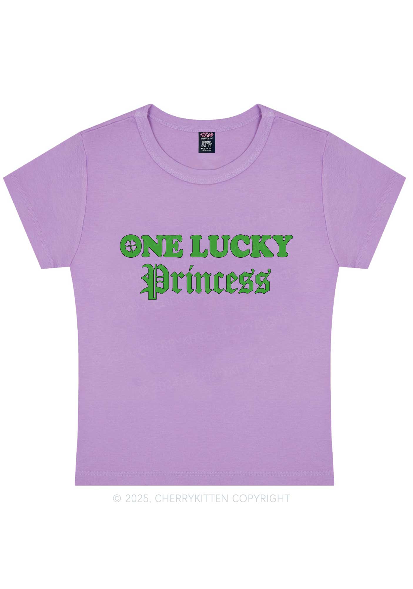 One Lucky Princess St Patricks Y2K Baby Tee Cherrykitten