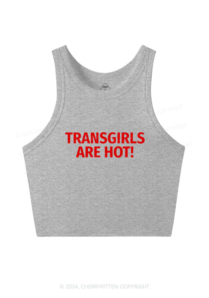 Transgirls Are Hot Y2K Crop Tank Top Cherrykitten