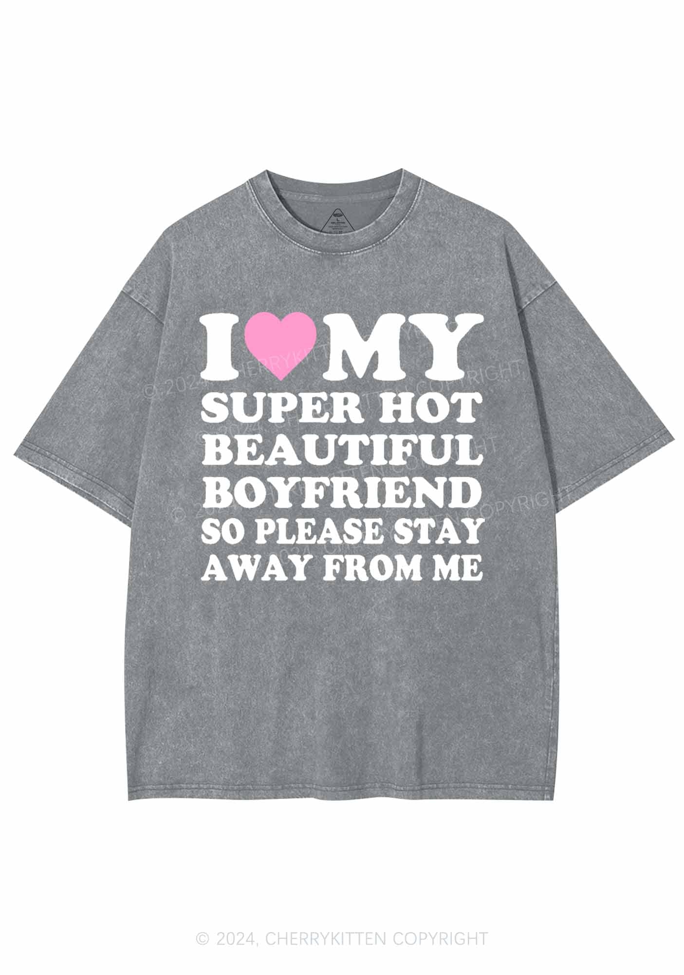 My Super Hot Boyfriend Y2K Valentine's Day Washed Tee Cherrykitten