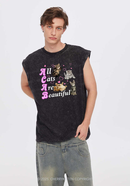 All Cats Are Beautiful Y2K Washed Tank Cherrykitten