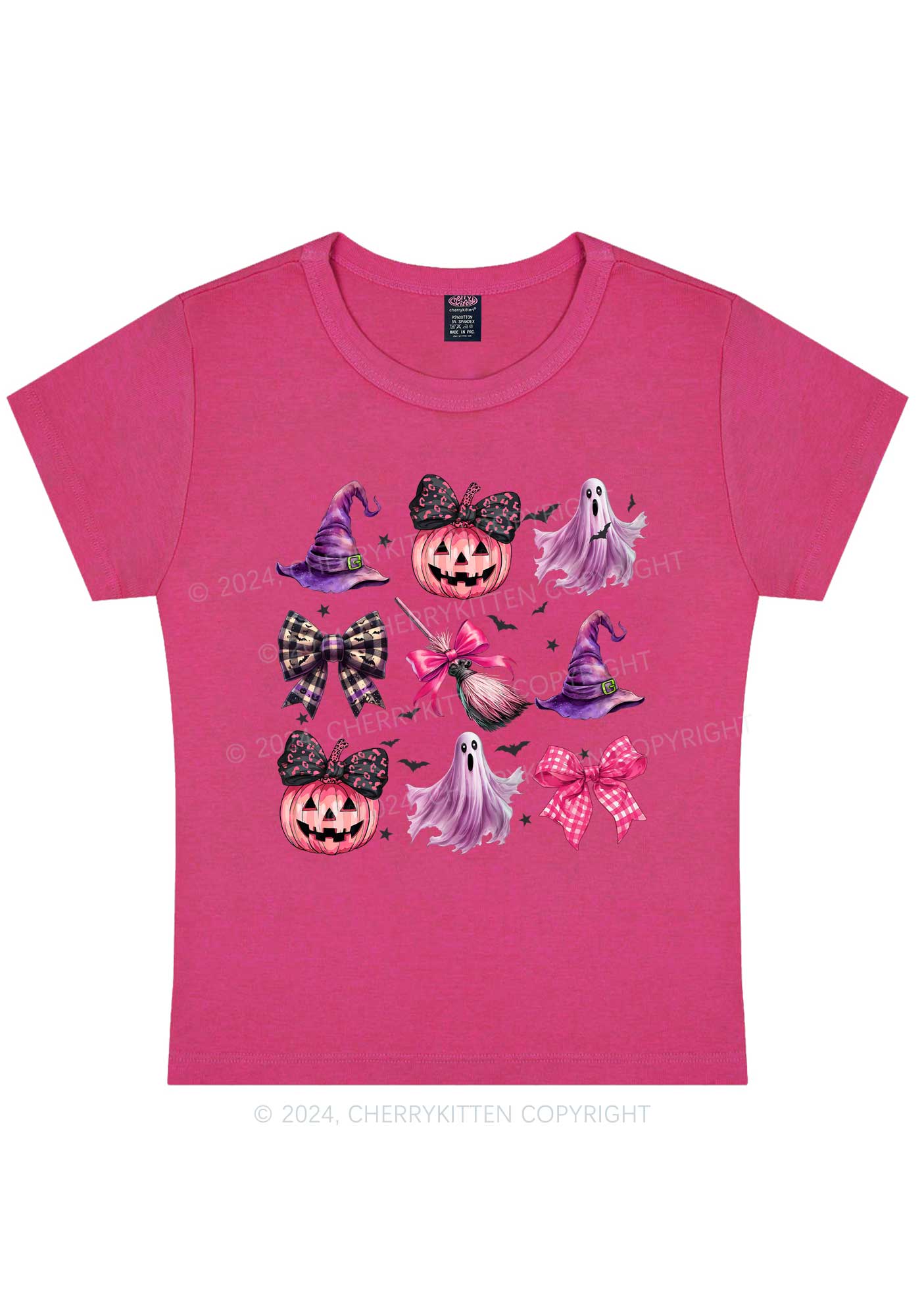 Halloween Pumpkin With Bows Y2K Baby Tee Cherrykitten