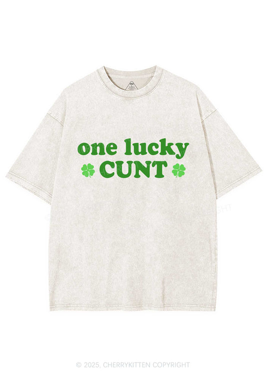 One Lucky Cxxt St Patricks Y2K Washed Tee Cherrykitten