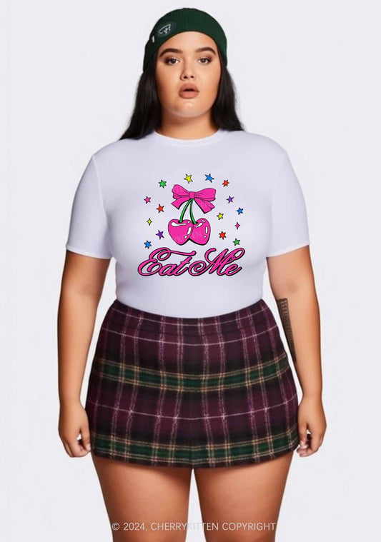 Curvy Eat Me Cherry Y2K Baby Tee Cherrykitten