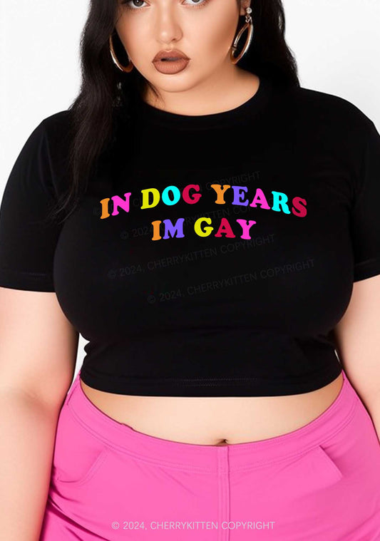 Curvy Dog Years Gay Y2K Baby Tee Cherrykitten