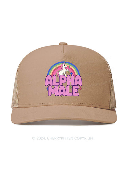 Rainbow Unicorn Alpha Male Y2K Trucker Mesh Hat Cherrykitten