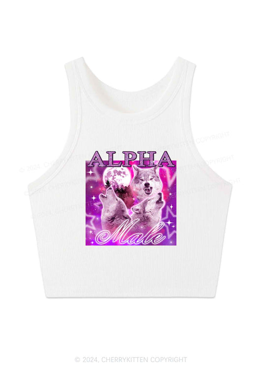 Alpha Male Wolf Y2K Crop Tank Top Cherrykitten