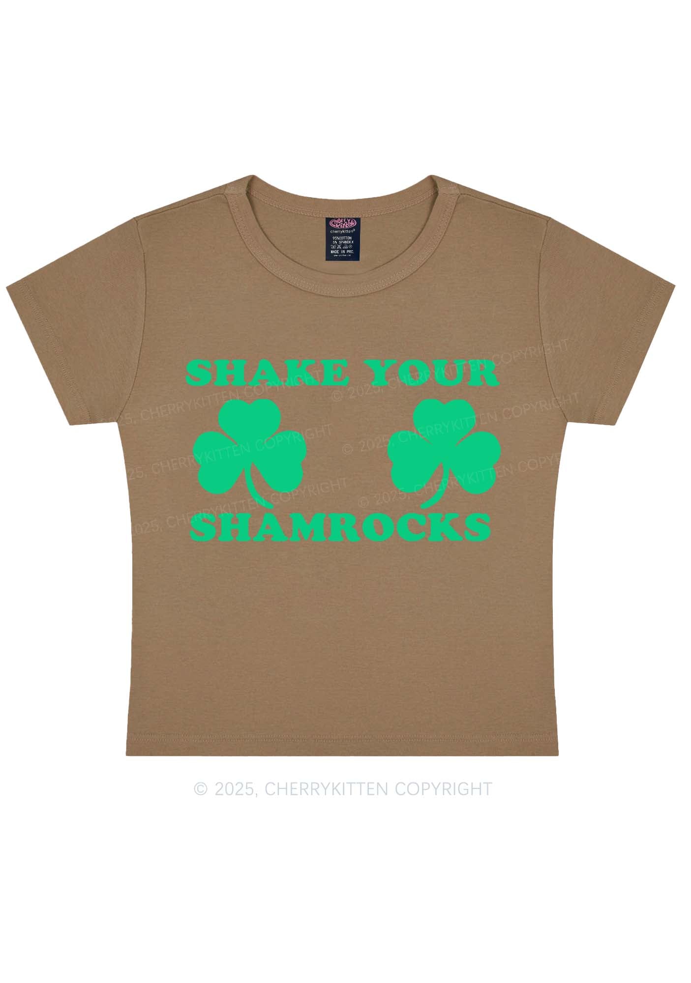 Shake Your Shamrocks St Patricks Y2K Baby Tee Cherrykitten