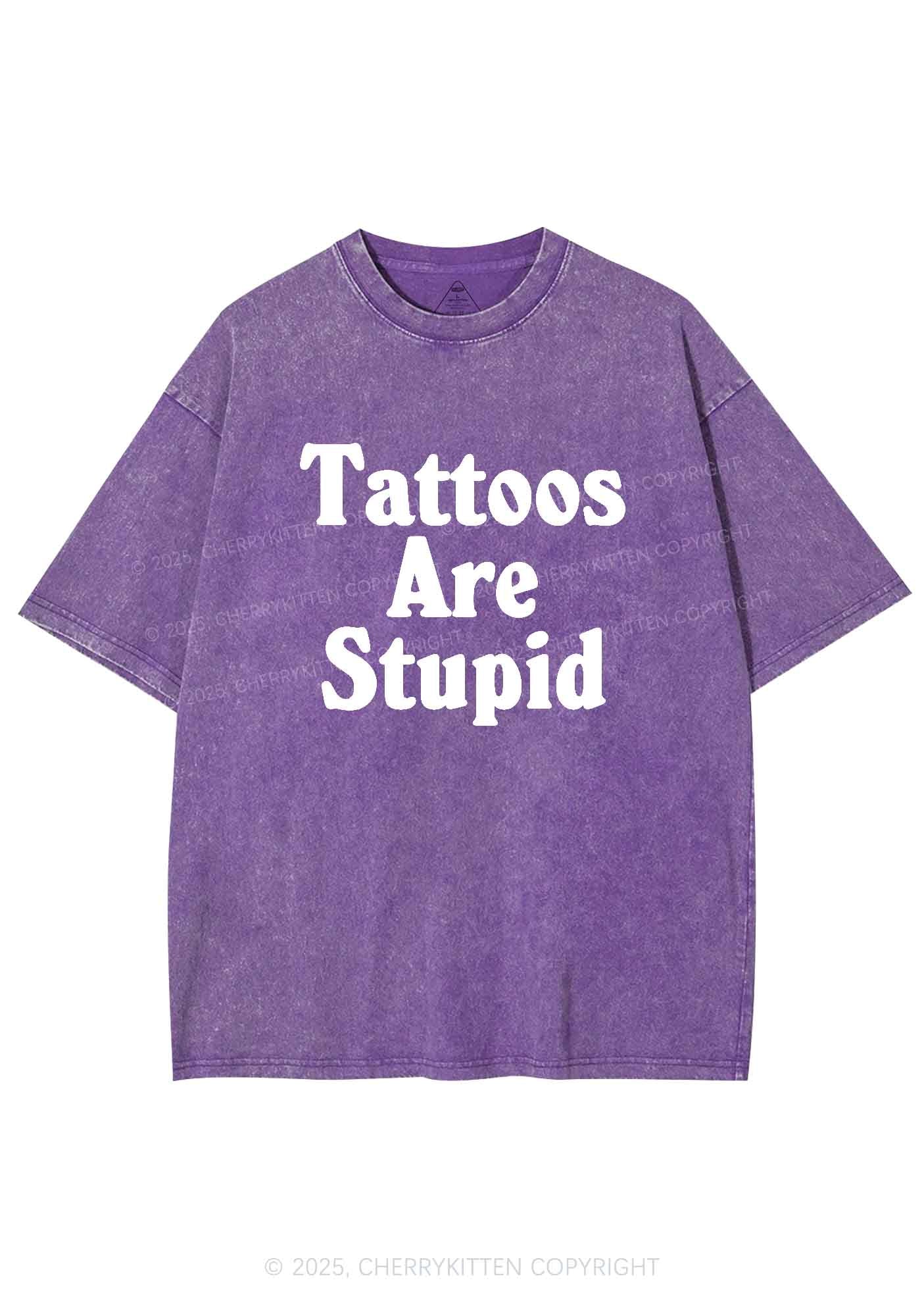 Tattoos Are Stupid Y2K Washed Tee Cherrykitten