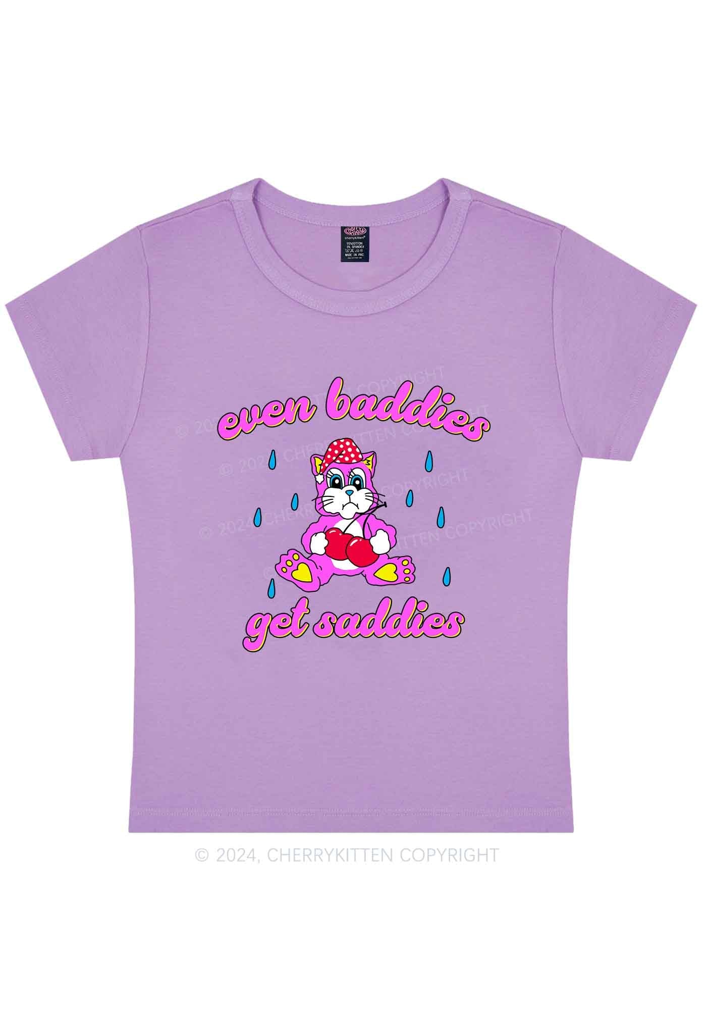 Curvy Baddies Got Saddies Cat Y2K Baby Tee Cherrykitten