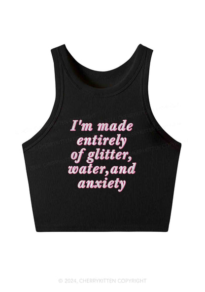 Glitter Water And Anxiety Y2K Crop Tank Top Cherrykitten