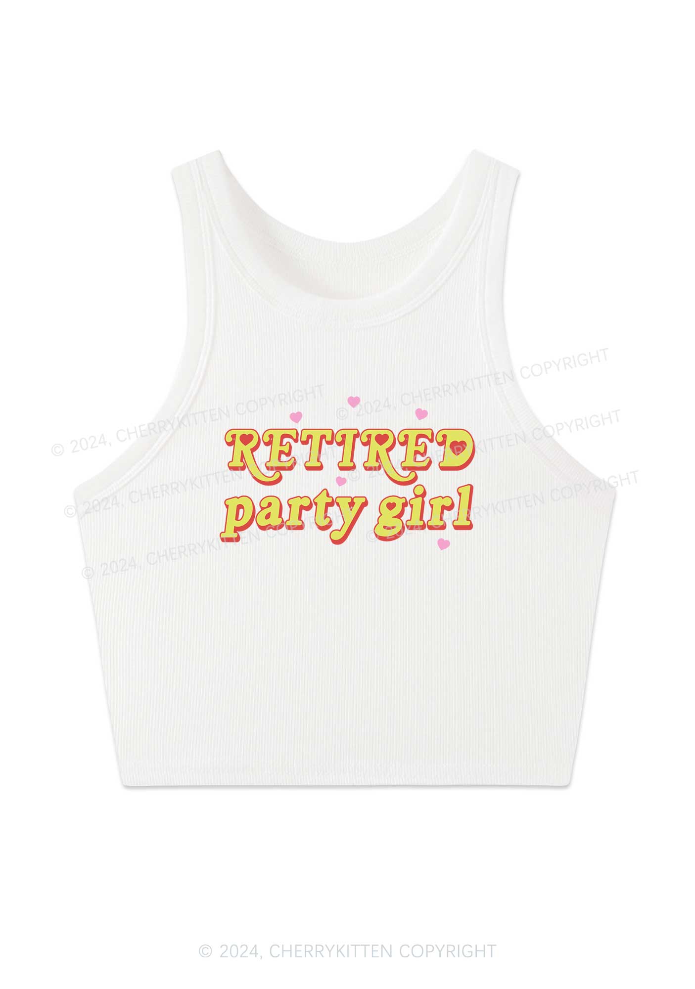 Retired Party Girl Y2K Crop Tank Top Cherrykitten