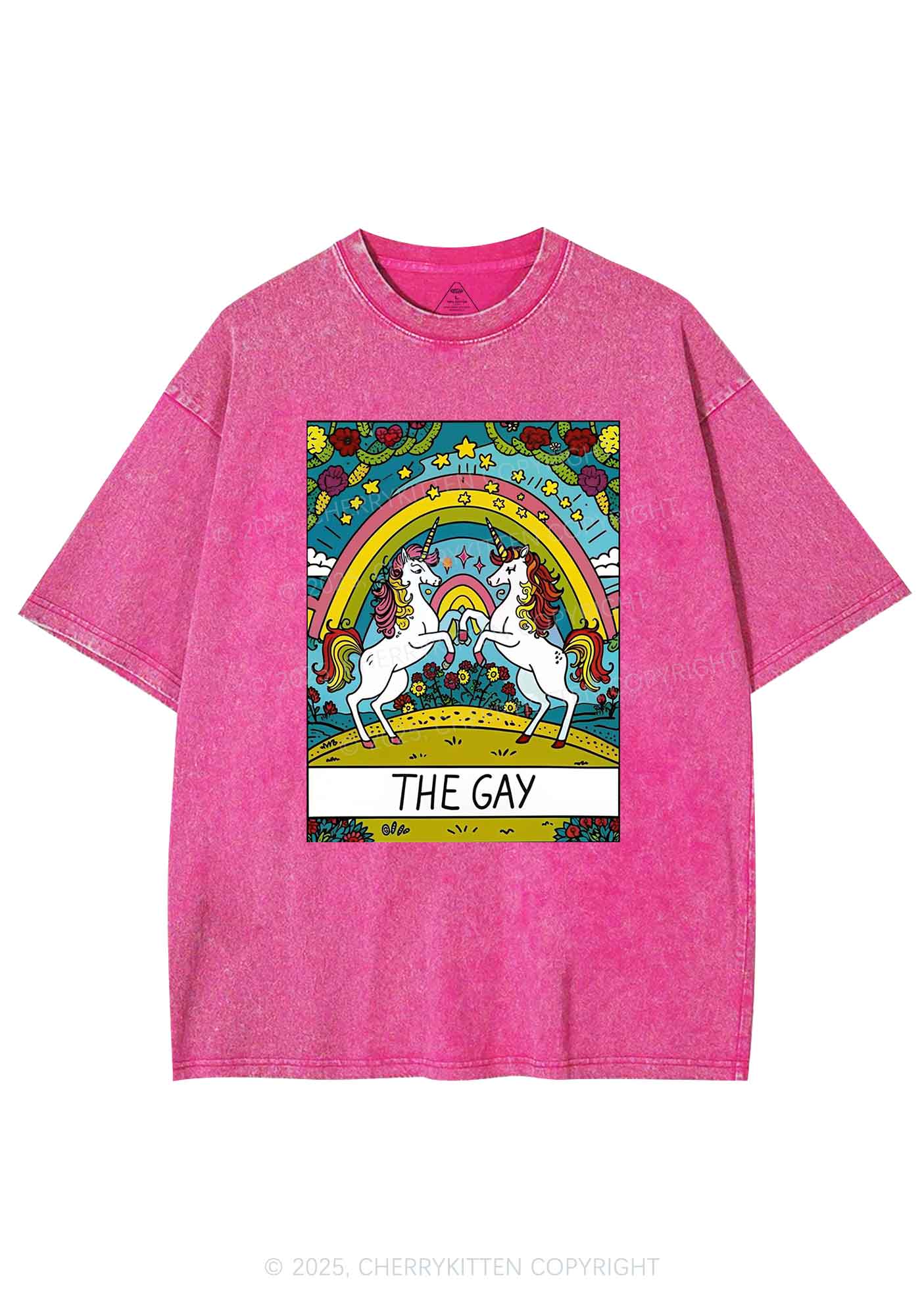 The Gay Unicorn Y2K Washed Tee Cherrykitten