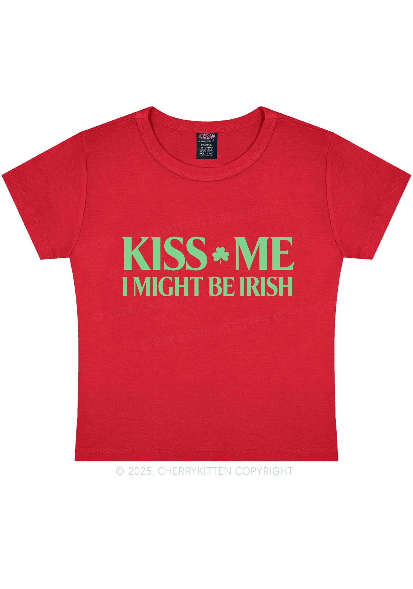 Kiss Me St Patricks Y2K Baby Tee Cherrykitten