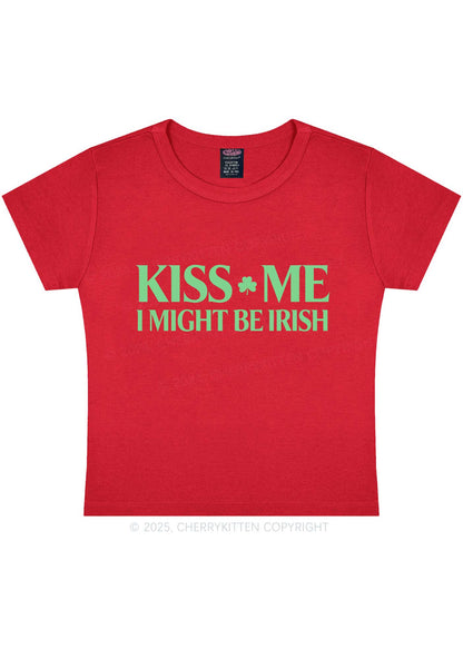 Kiss Me St Patricks Y2K Baby Tee Cherrykitten