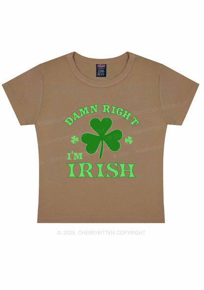 Damn Right Im Irish St Patricks Y2K Baby Tee Cherrykitten