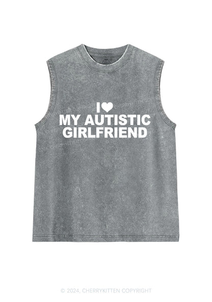 I Love My Autistic GF Y2K Valentine's Day Washed Tank Cherrykitten