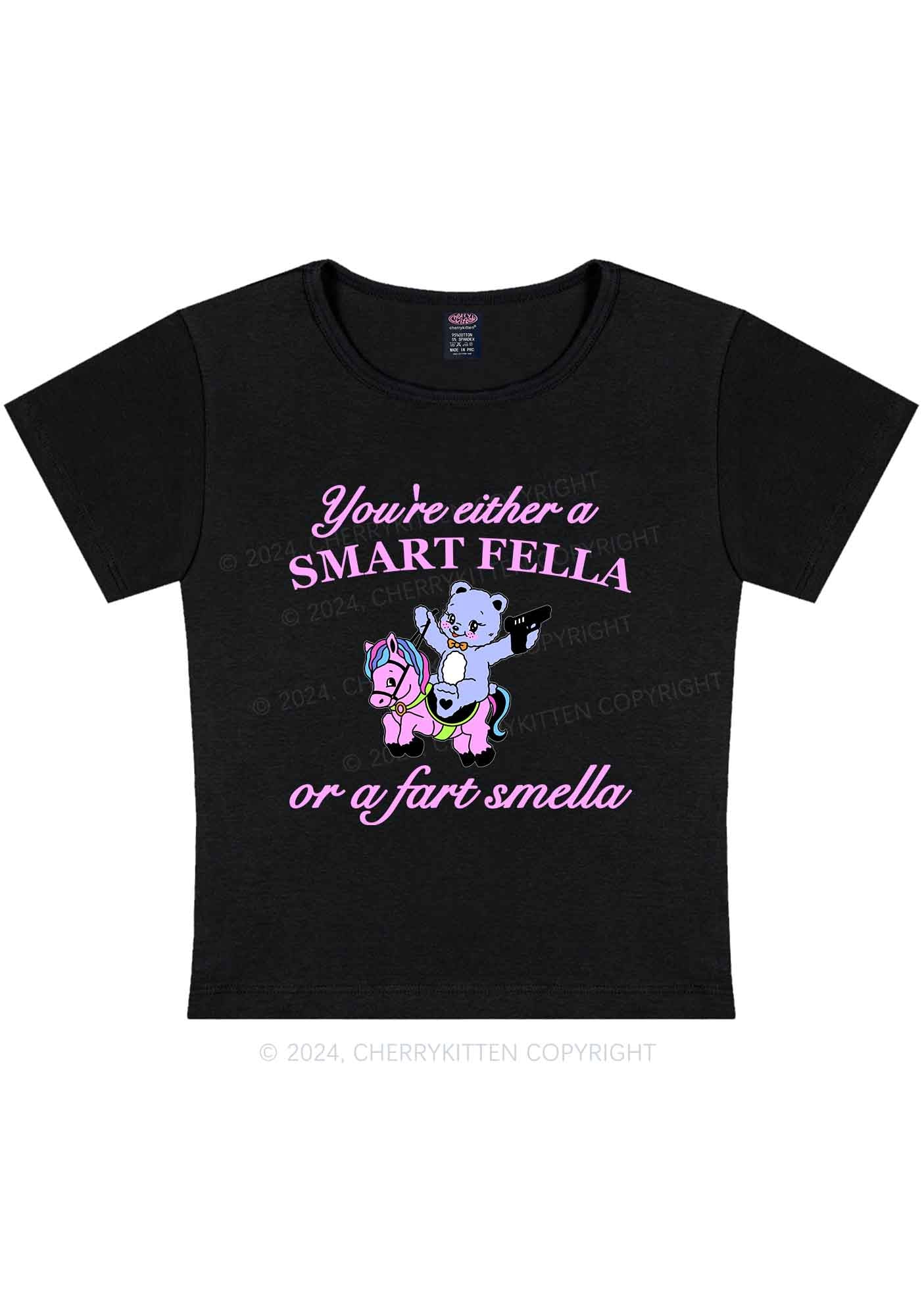 Smart Fella Y2K Baby Tee Cherrykitten