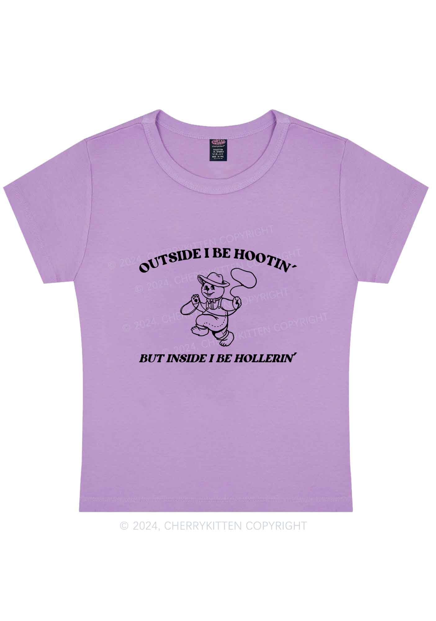 Outside I Be Hootin' Y2K Baby Tee Cherrykitten