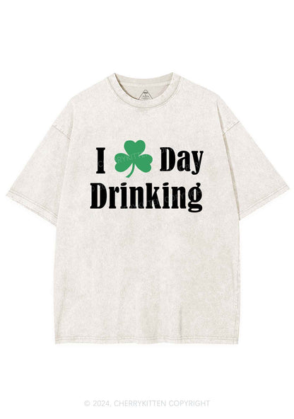 I Love Day Drinking St Patricks Y2K Washed Tee Cherrykitten