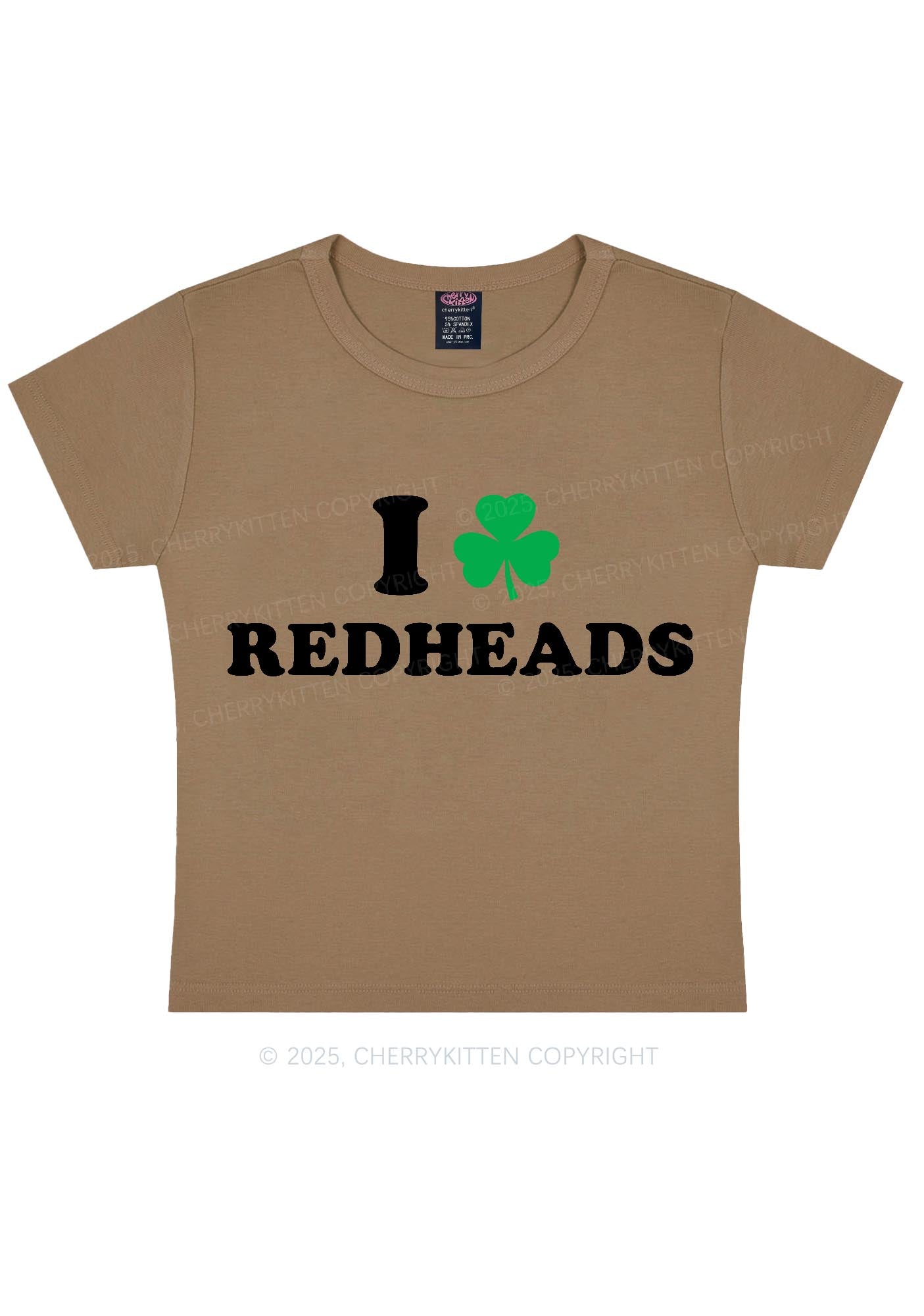 I Love Redheads St Patricks Y2K Baby Tee Cherrykitten