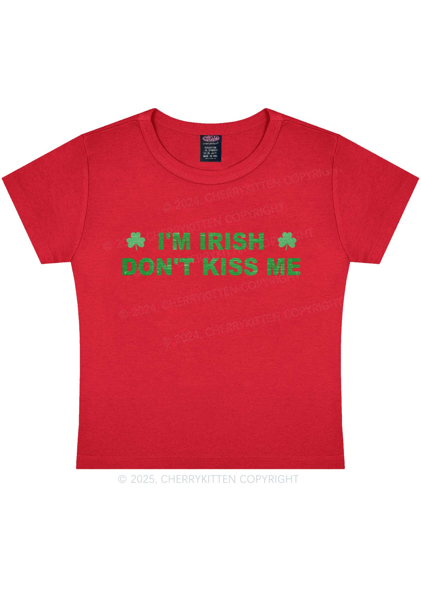 Dont Kiss Irish St Patricks Y2K Baby Tee Cherrykitten