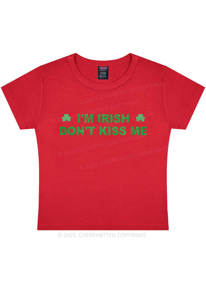 Dont Kiss Irish St Patricks Y2K Baby Tee Cherrykitten