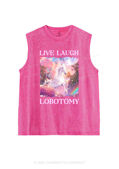 Live Laugh Lobotomy Unicorn Y2K Washed Tank Cherrykitten