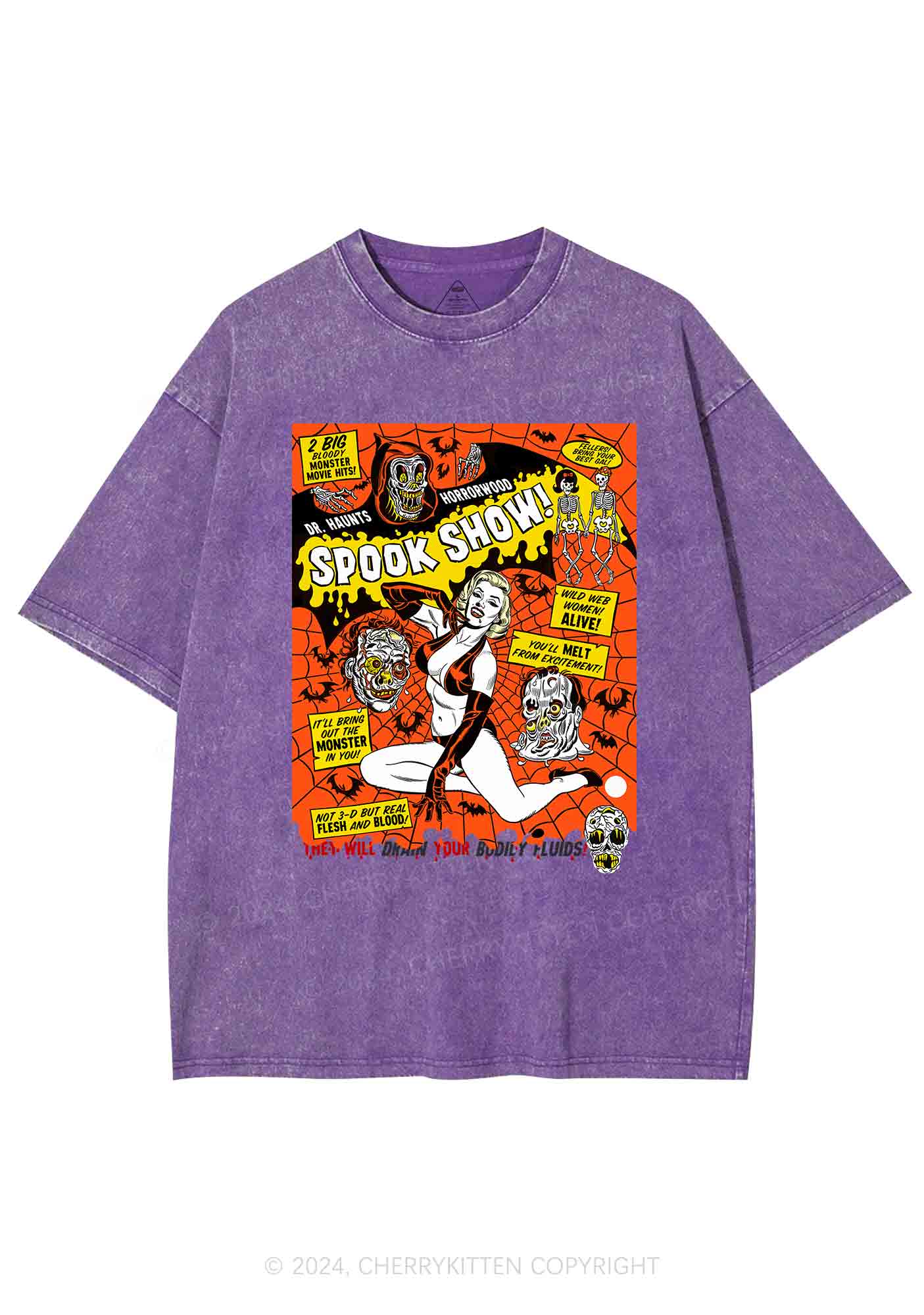 Halloween Blonde Spook Show Y2K Washed Tee Cherrykitten