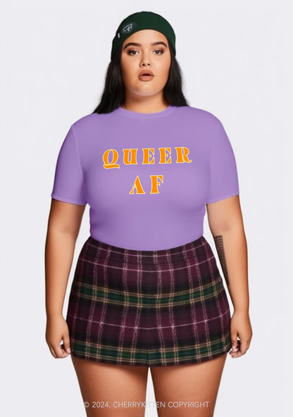 Curvy Queer AF Y2K Baby Tee Cherrykitten