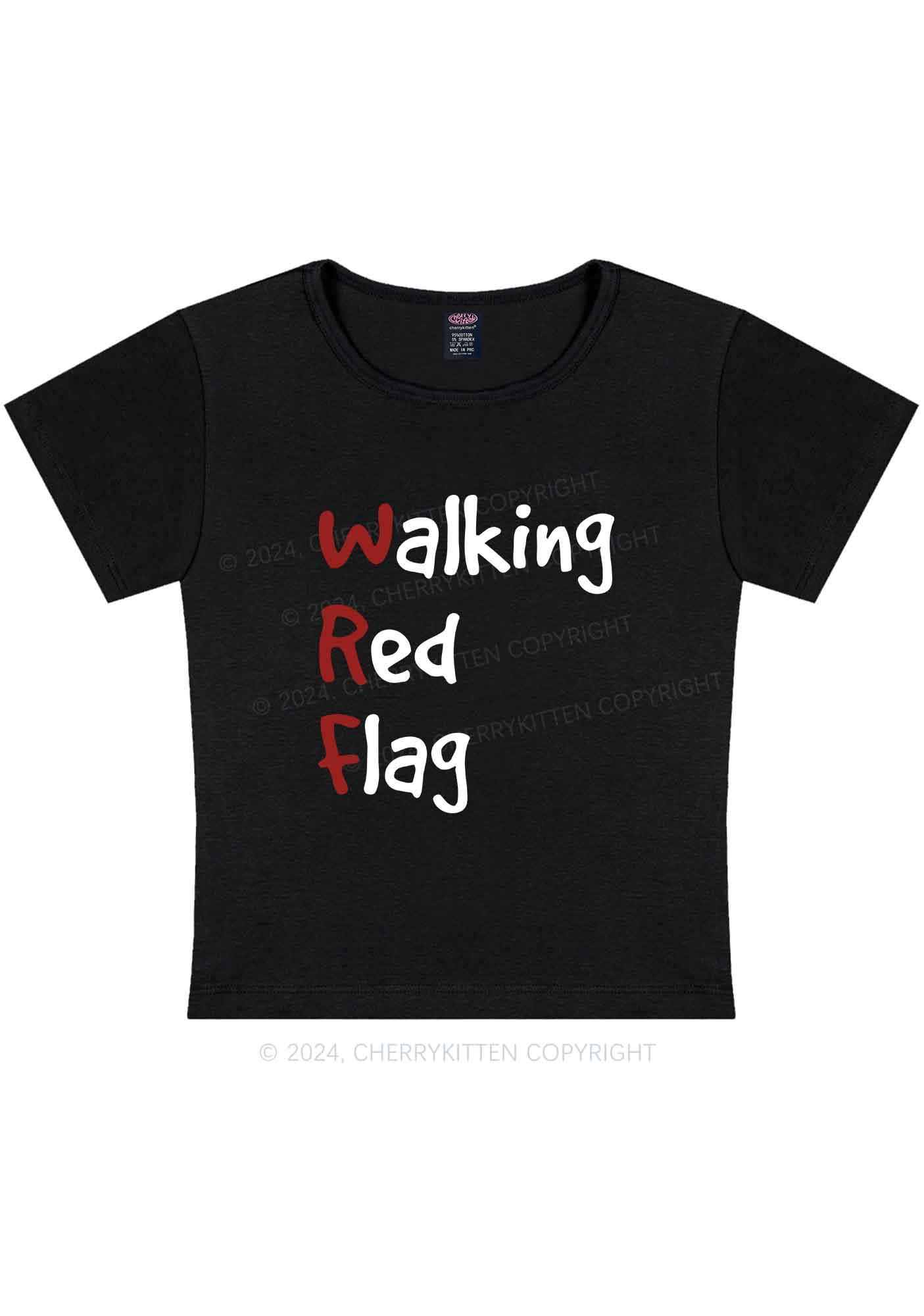 Curvy Walking Red Flag Y2K Baby Tee Cherrykitten