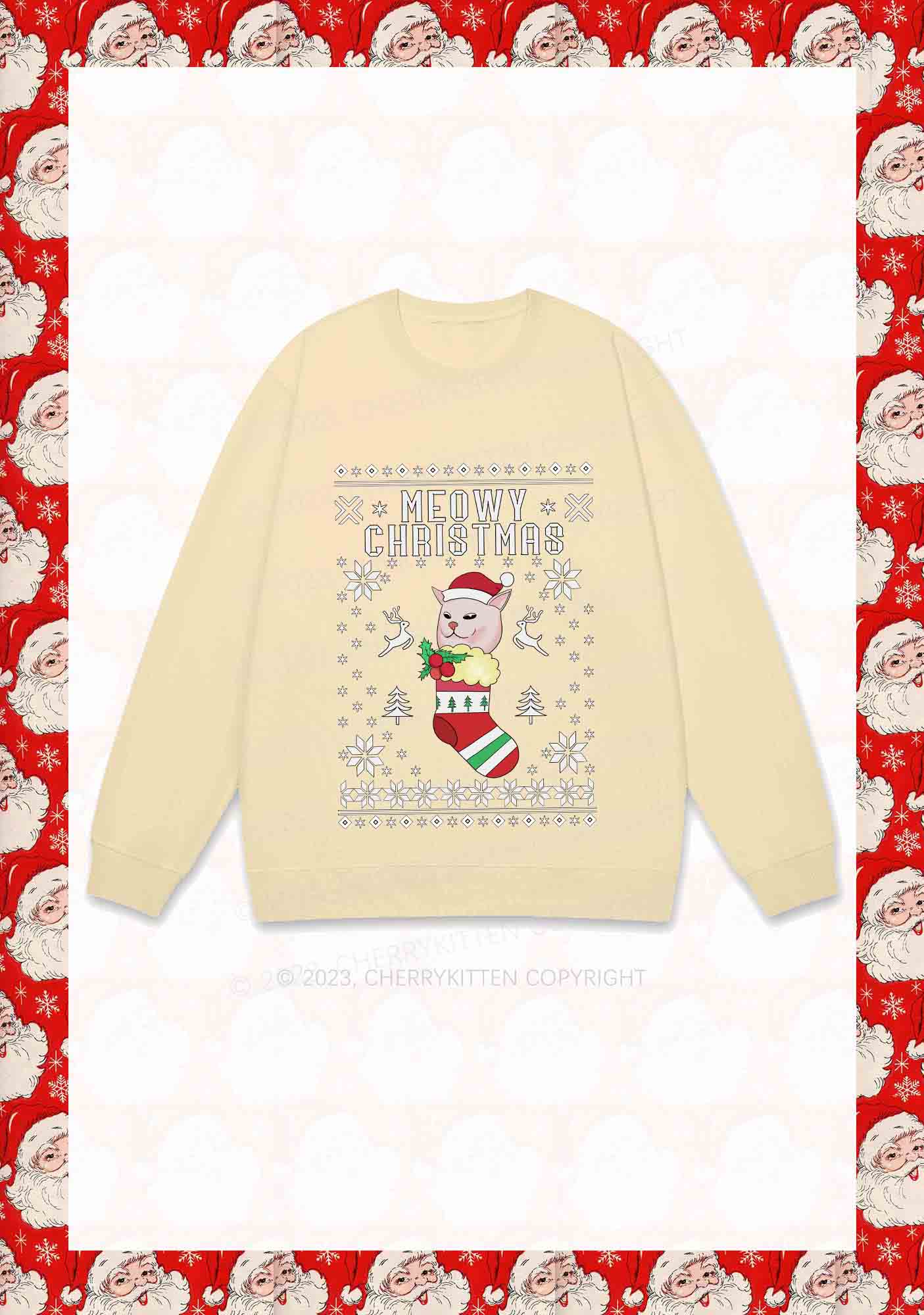 Meowy Christmas Socks Y2K Sweatshirt Cherrykitten